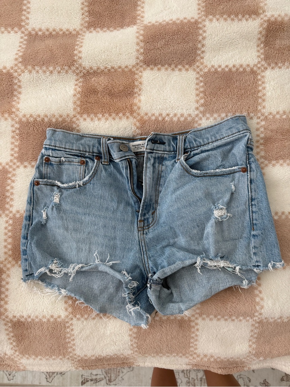 Abercrombie & Fitch Light Blue Distressed Denim Shorts